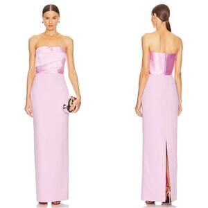 SOLACE LONDON Afra Strapless Ruched Blush Pink Maxi Dress Size 8
